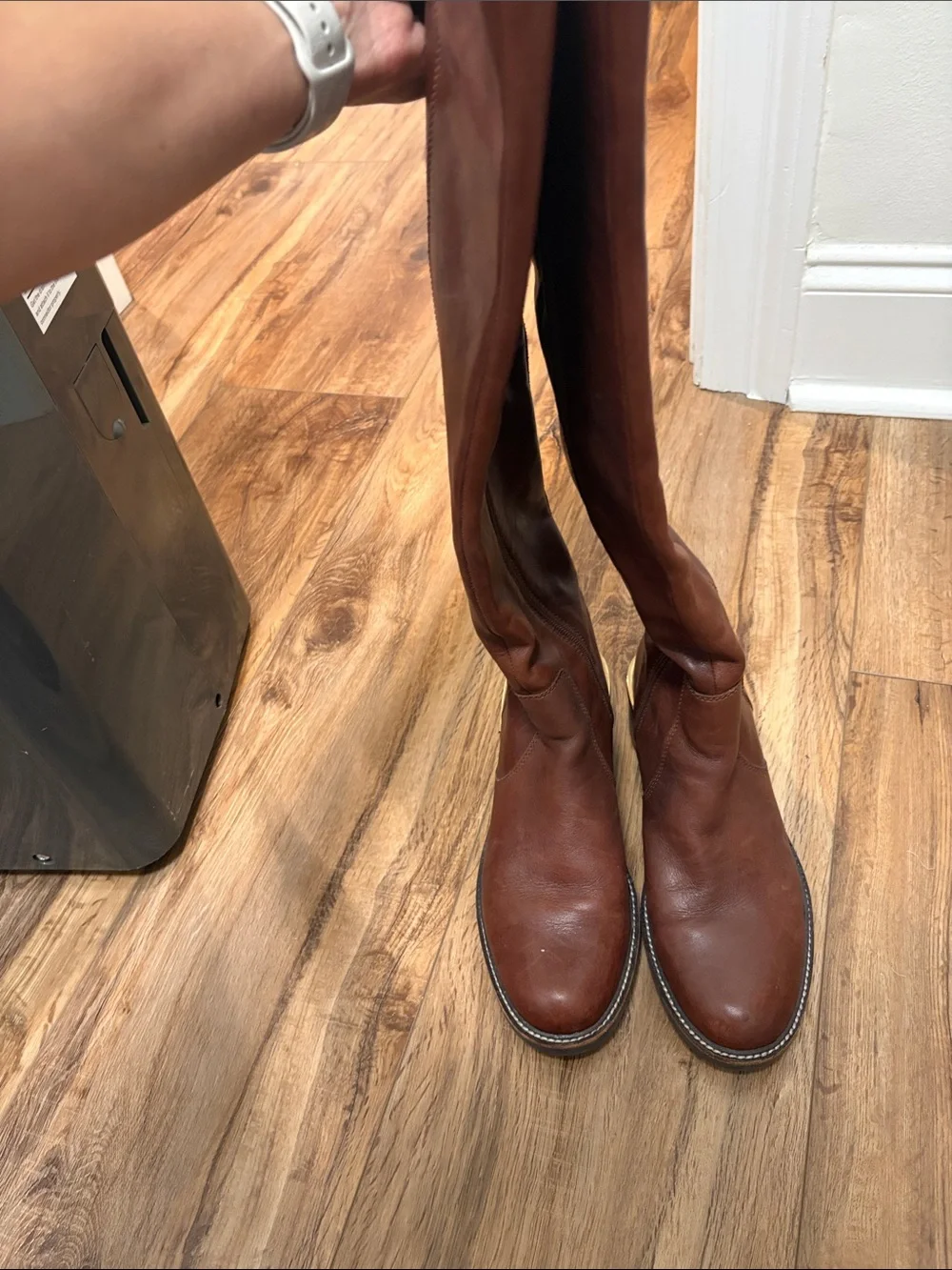 Vince Camuto Chestnut Brown Over-the-Knee Leather Boots